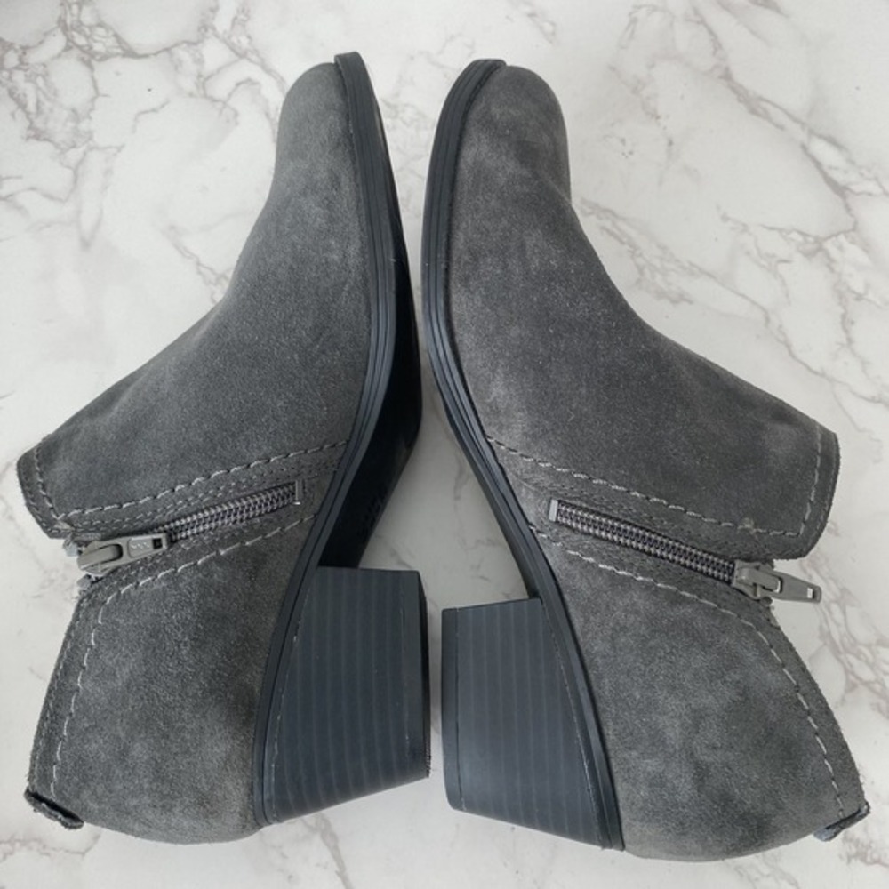 Naturalizer Zarie Ankle Boots 8.5 W Grey Suede Mid Heel Western Bootie - Picture 12 of 15